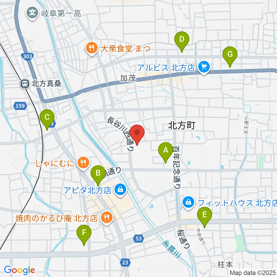北方町ホリモク生涯学習センターきらり周辺のコンビニエンスストア一覧地図