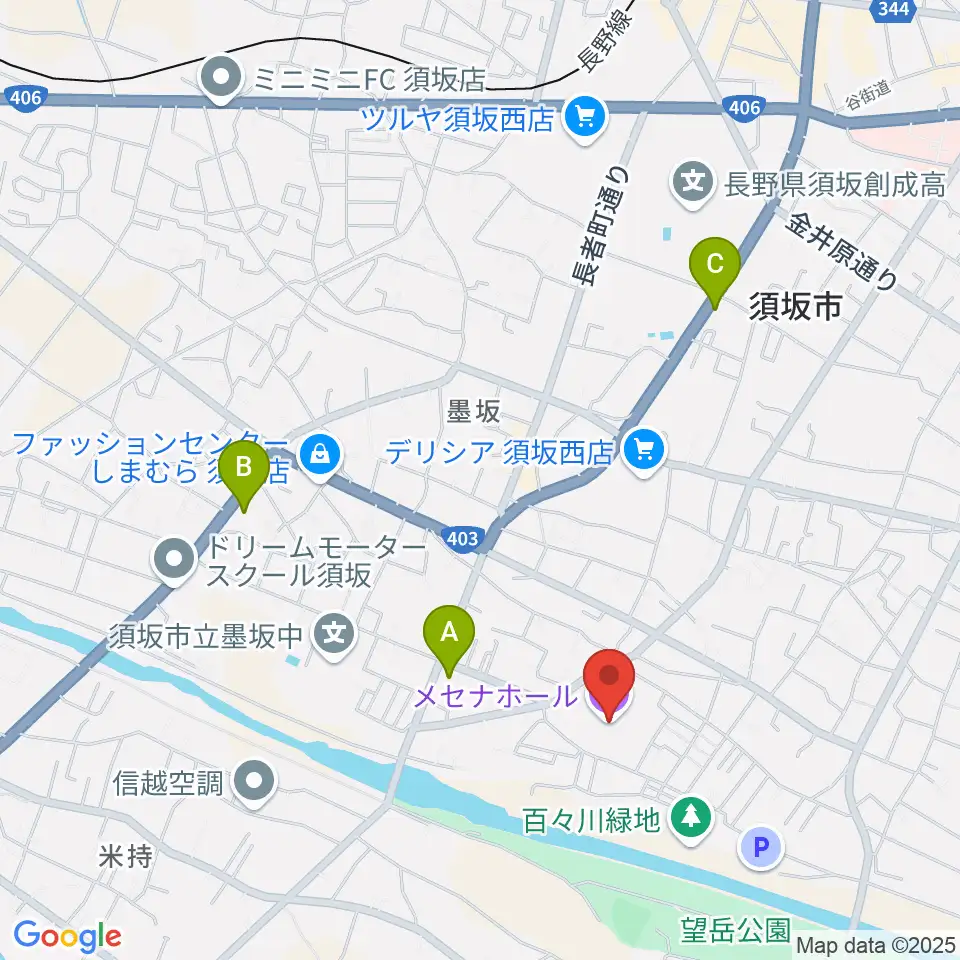 須坂市文化会館メセナホール周辺のコンビニエンスストア一覧地図