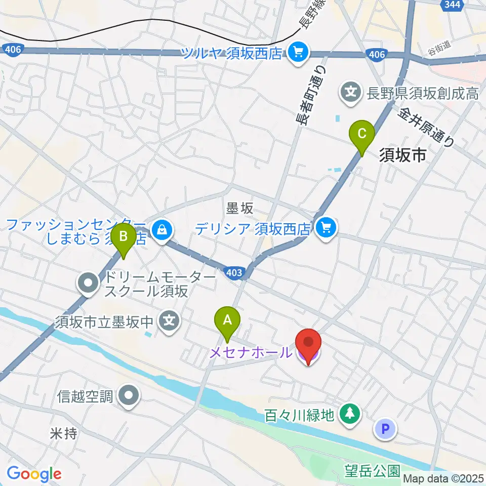 須坂市文化会館メセナホール周辺のコンビニエンスストア一覧地図