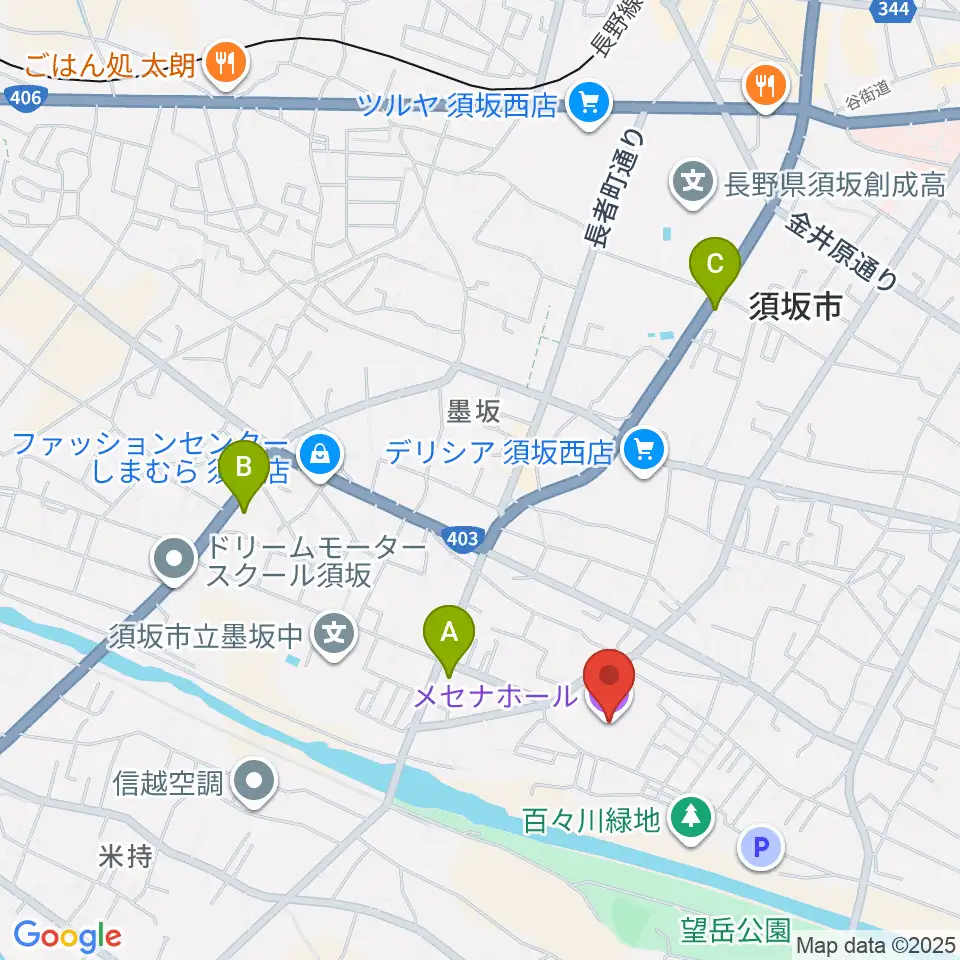 須坂市文化会館メセナホール周辺のコンビニエンスストア一覧地図