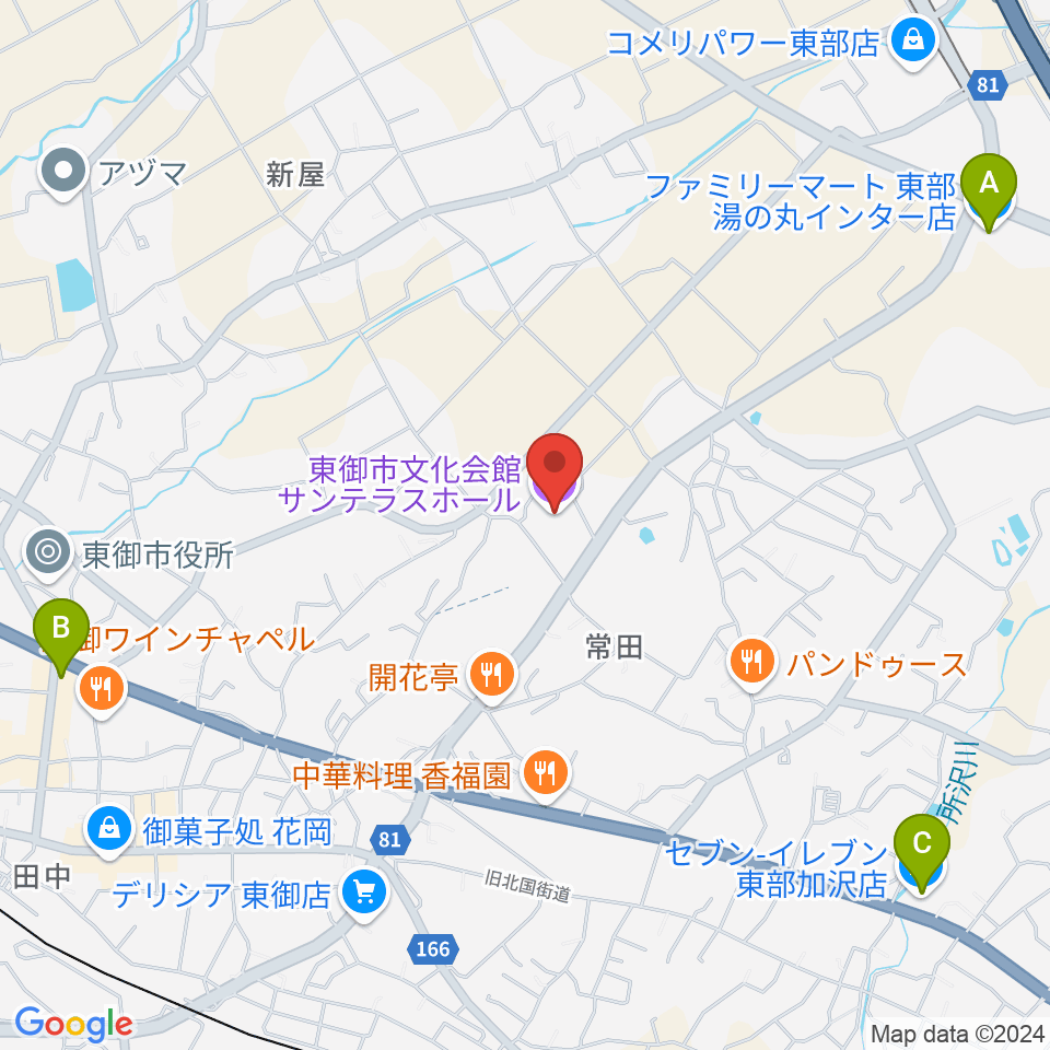 東御市文化会館サンテラスホール周辺のコンビニエンスストア一覧地図