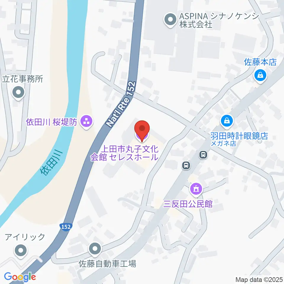 上田市丸子文化会館セレスホール周辺のコンビニエンスストア一覧地図
