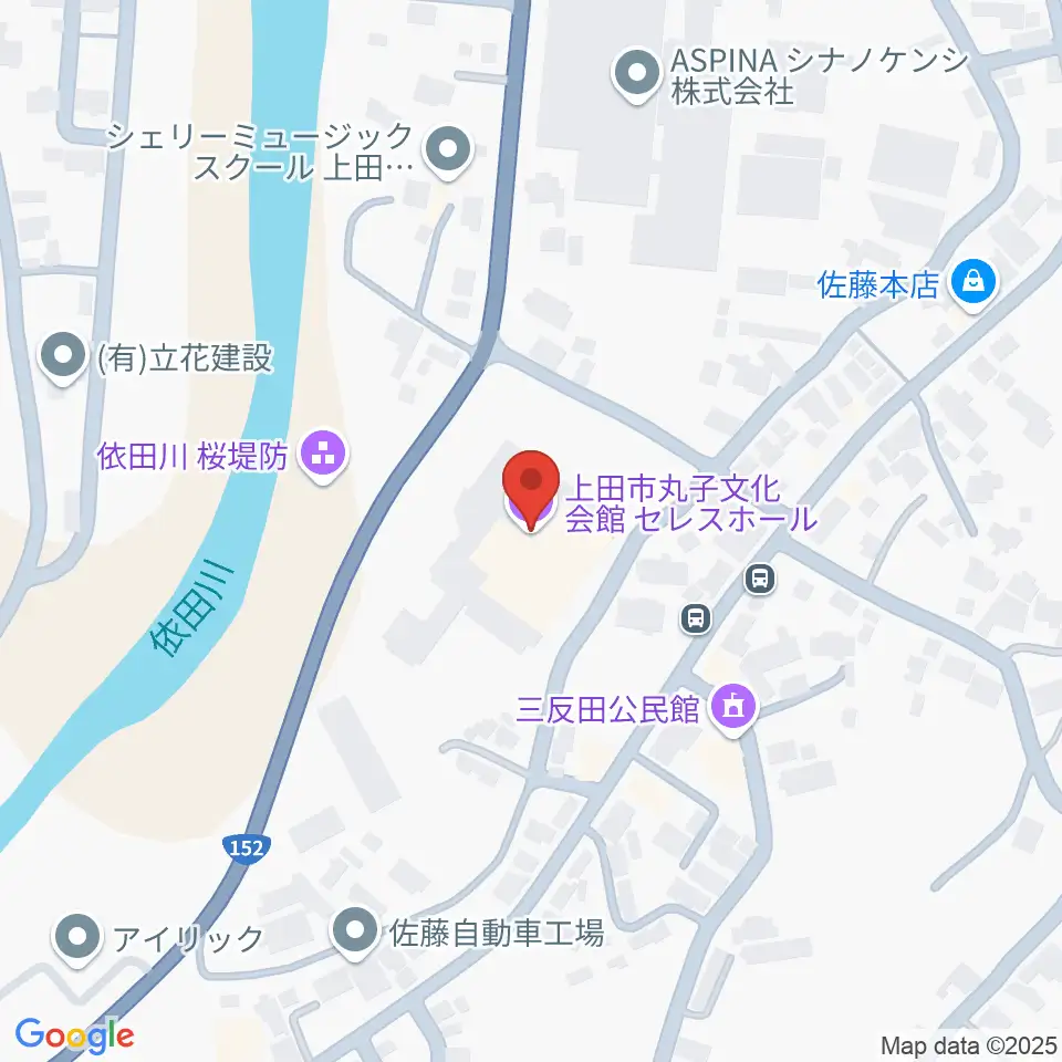 上田市丸子文化会館セレスホール周辺のコンビニエンスストア一覧地図