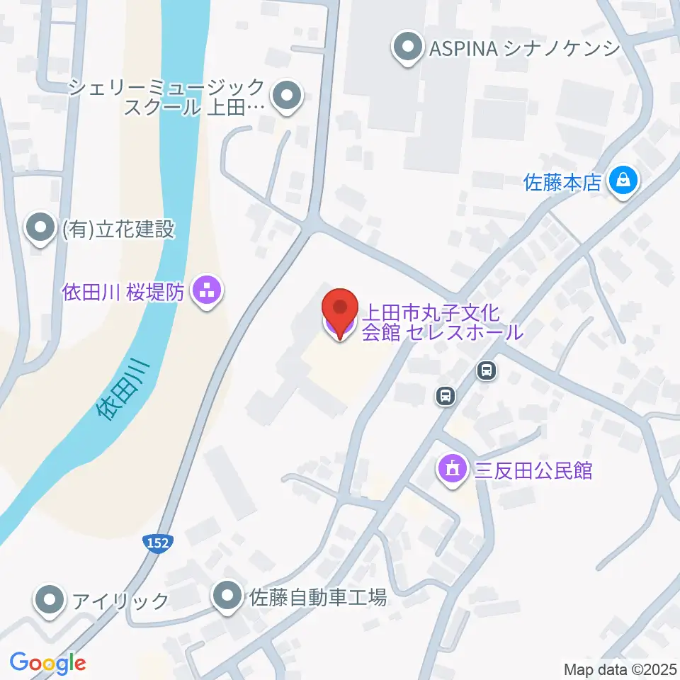 上田市丸子文化会館セレスホール周辺のコンビニエンスストア一覧地図