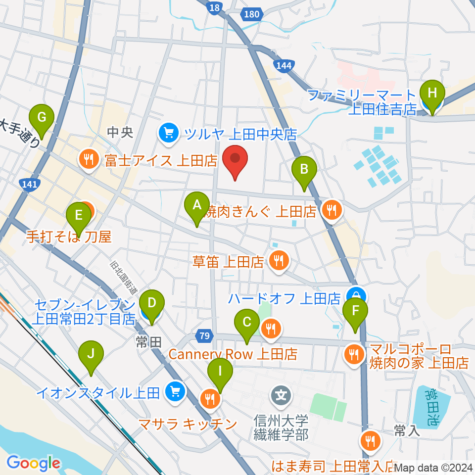 上田文化会館周辺のコンビニエンスストア一覧地図