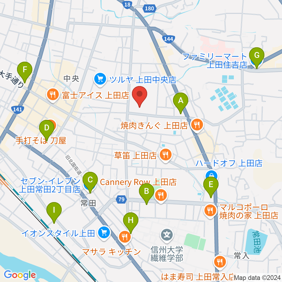 上田文化会館周辺のコンビニエンスストア一覧地図