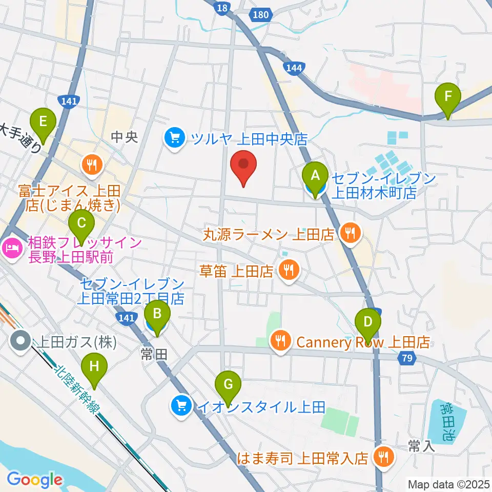 上田文化会館周辺のコンビニエンスストア一覧地図