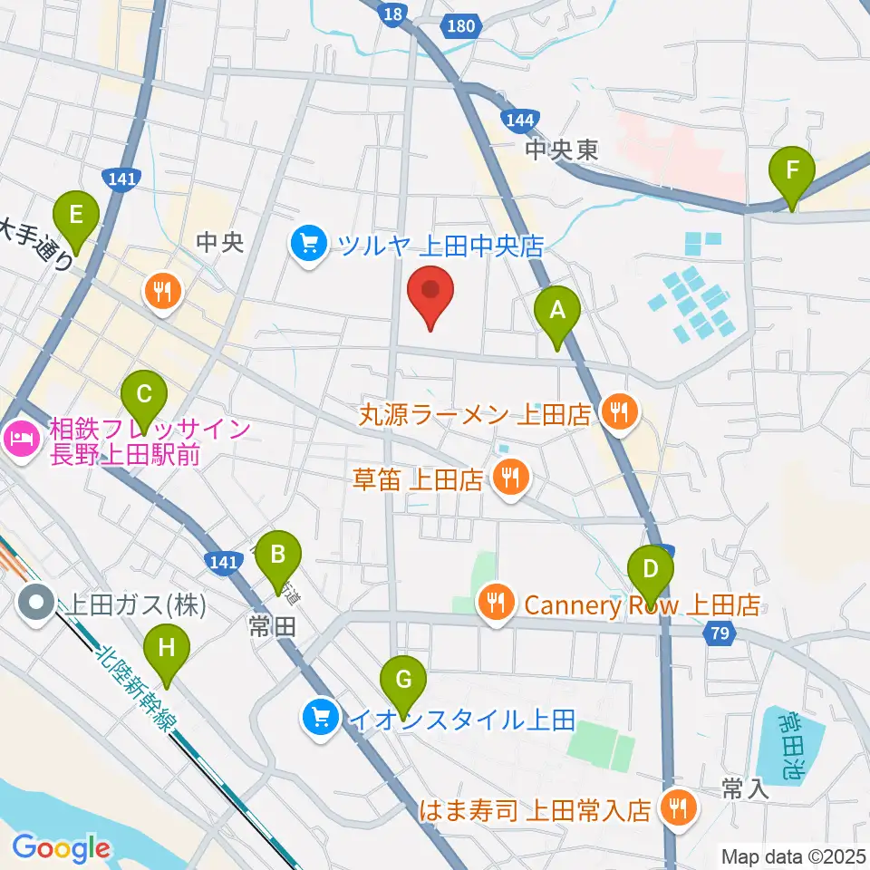 上田文化会館周辺のコンビニエンスストア一覧地図