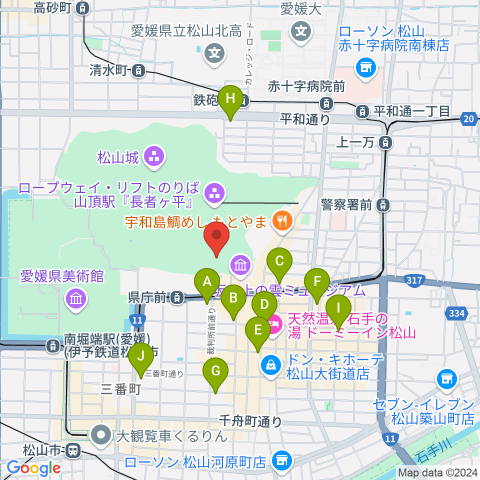 萬翠荘周辺のコンビニエンスストア一覧地図