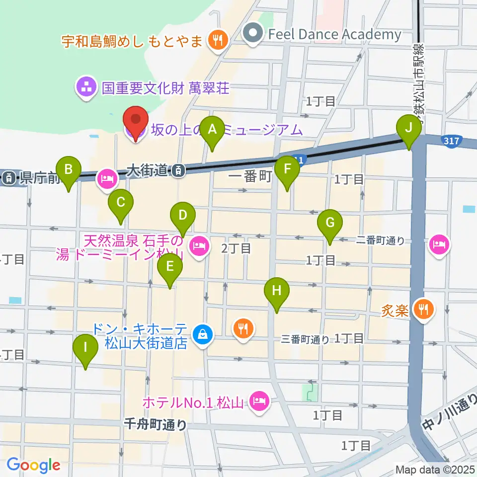 坂の上の雲ミュージアム周辺のコンビニエンスストア一覧地図