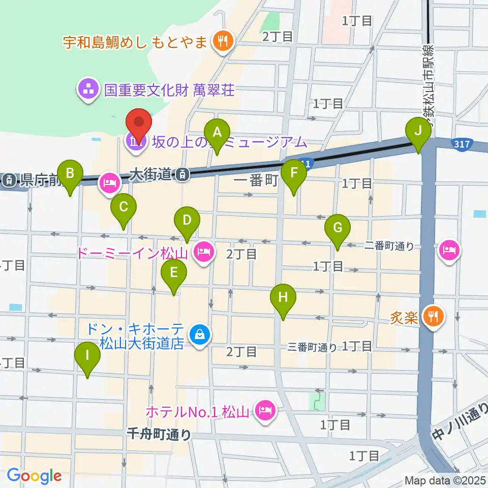 坂の上の雲ミュージアム周辺のコンビニエンスストア一覧地図
