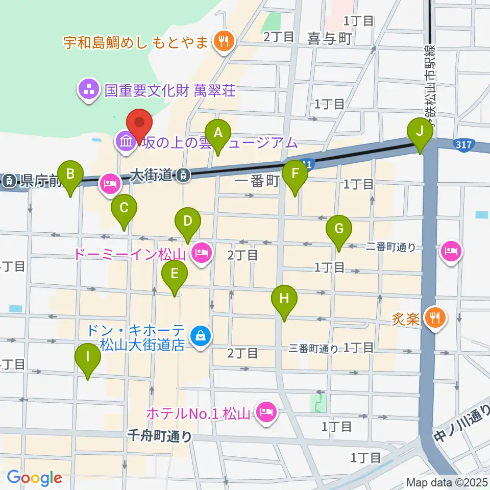 坂の上の雲ミュージアム周辺のコンビニエンスストア一覧地図