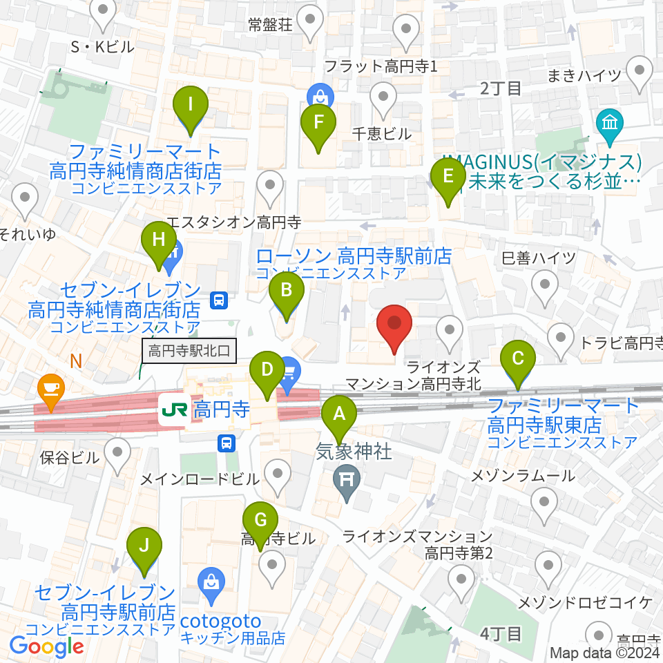 JIROKICHI周辺のコンビニエンスストア一覧地図