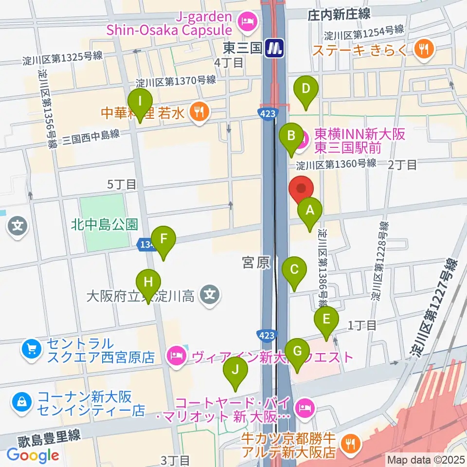 ビーテックジャパン大阪スタジオ周辺のコンビニエンスストア一覧地図