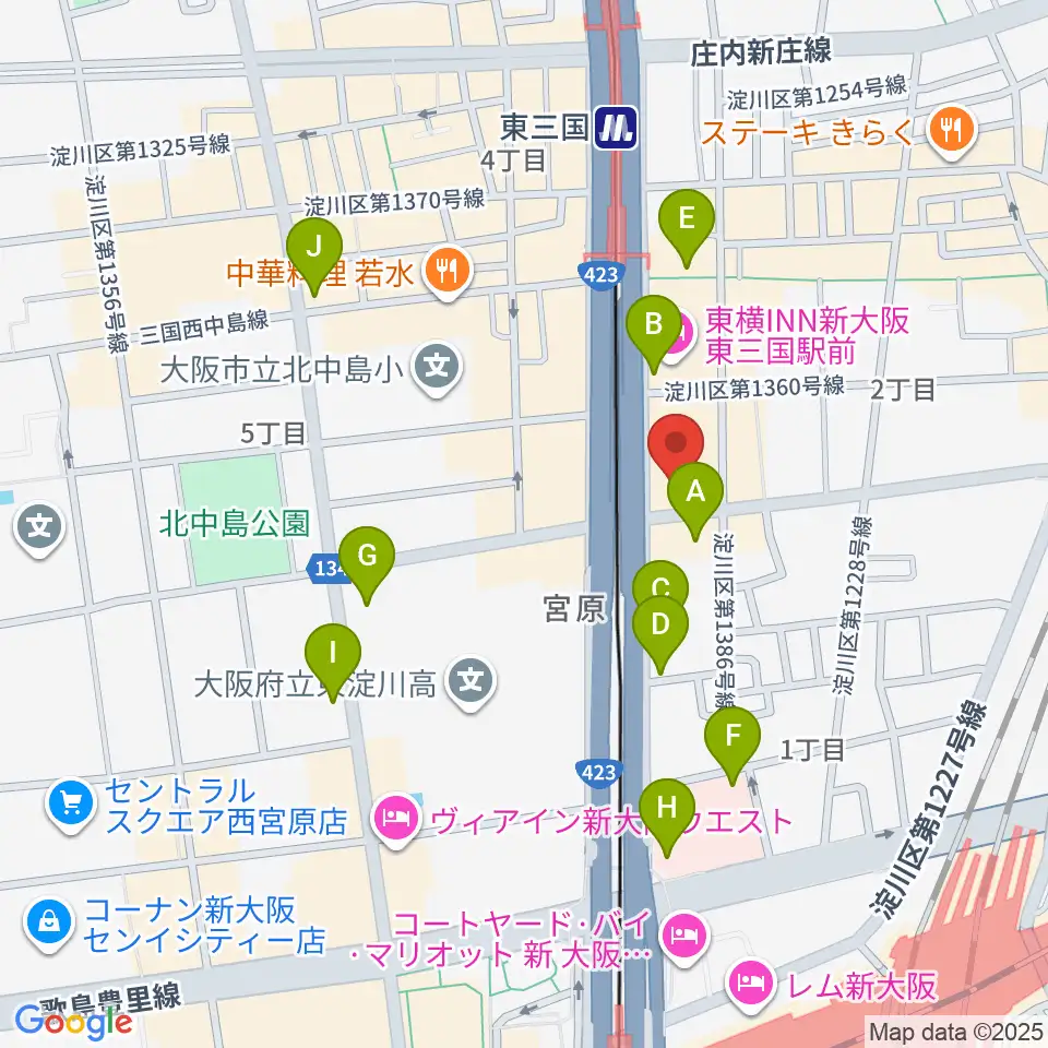 ビーテックジャパン大阪スタジオ周辺のコンビニエンスストア一覧地図