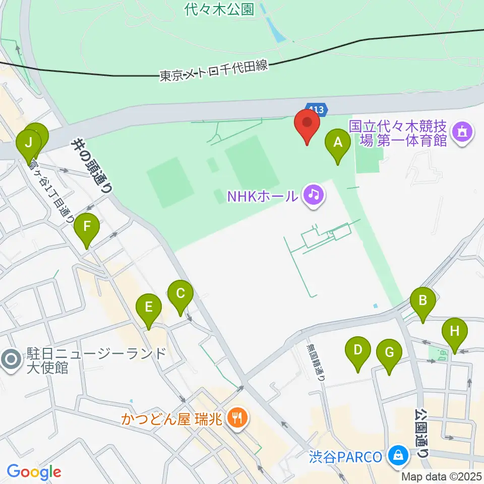 代々木公園野外音楽堂周辺のコンビニエンスストア一覧地図