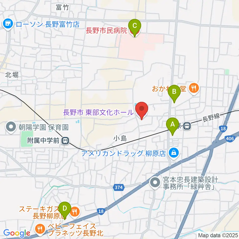 長野市東部文化ホール周辺のコンビニエンスストア一覧地図