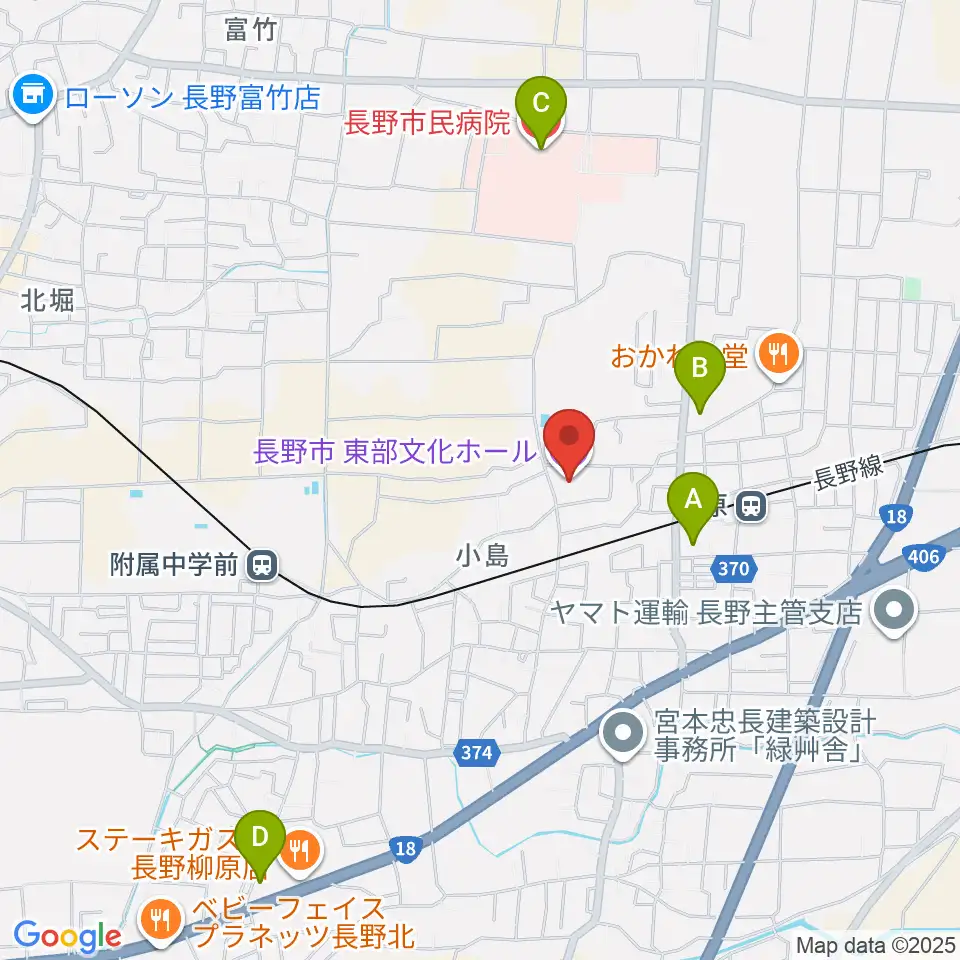 長野市東部文化ホール周辺のコンビニエンスストア一覧地図
