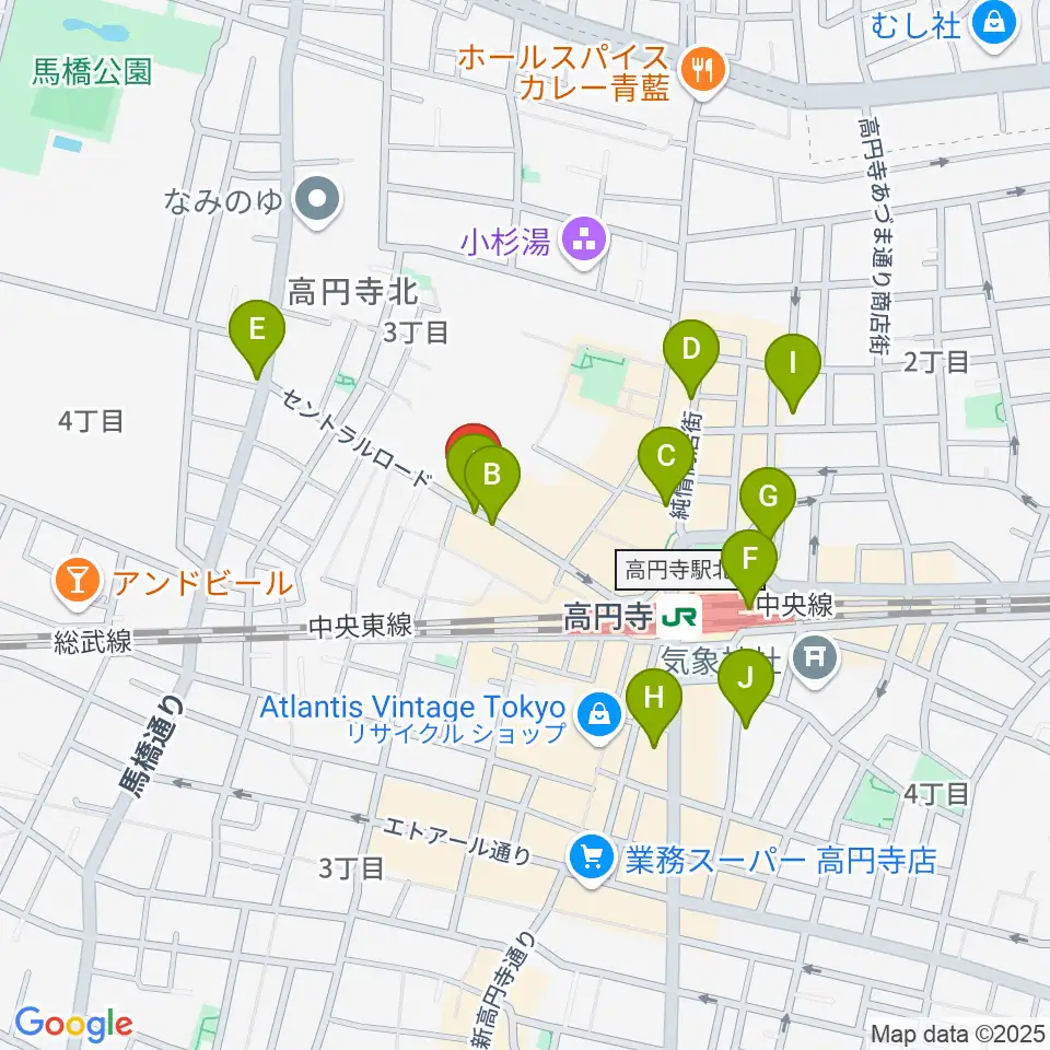 高円寺ShowBoat周辺のコンビニエンスストア一覧地図