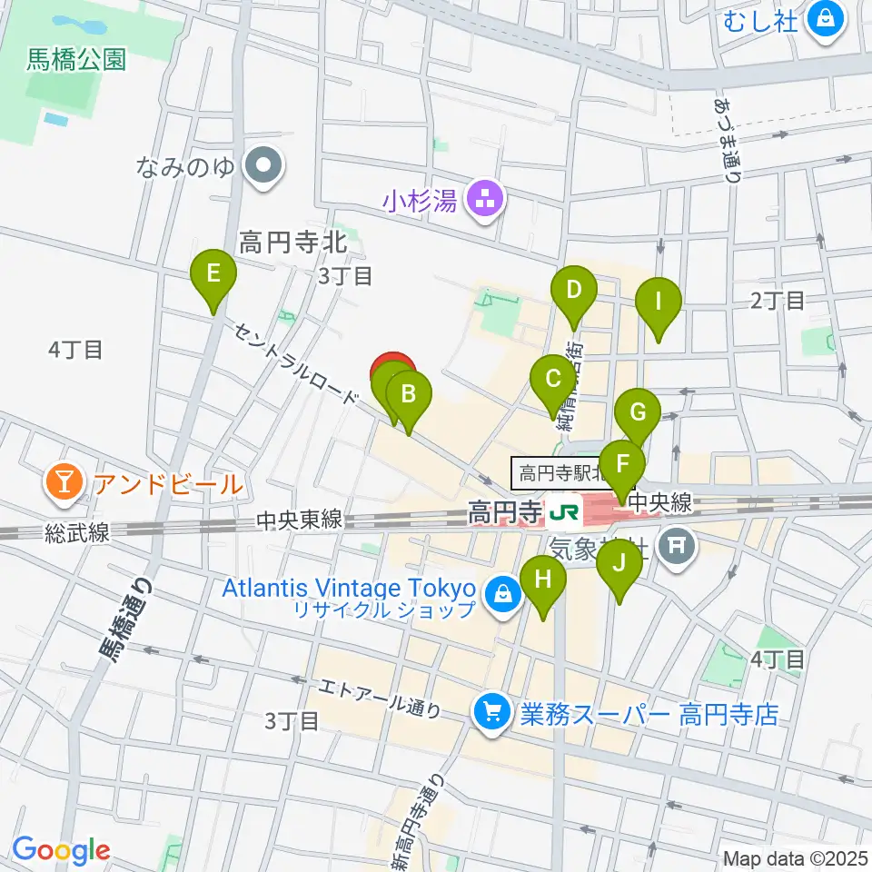 高円寺ShowBoat周辺のコンビニエンスストア一覧地図