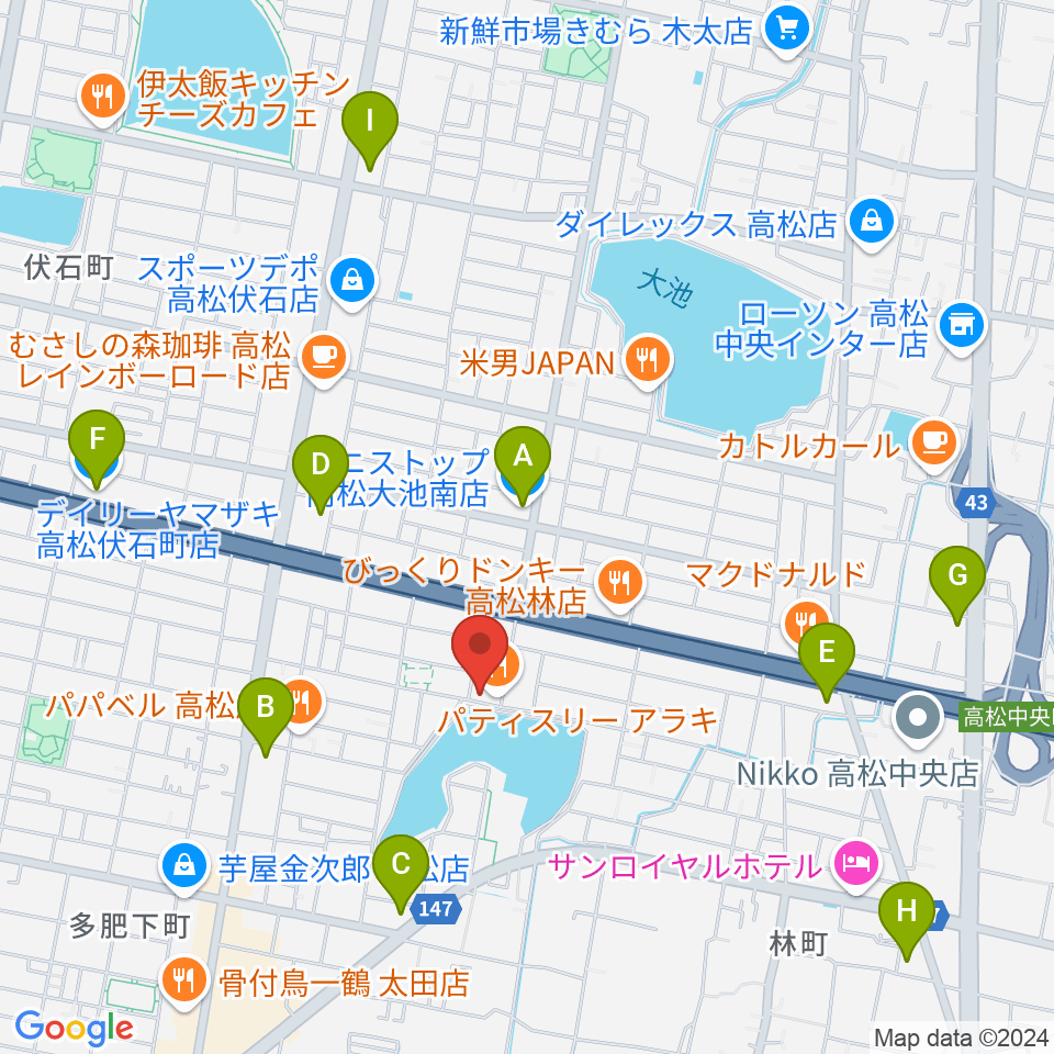 KUSAKA音楽教室周辺のコンビニエンスストア一覧地図