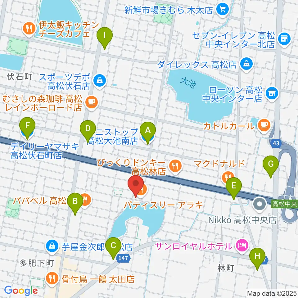 KUSAKA音楽教室周辺のコンビニエンスストア一覧地図