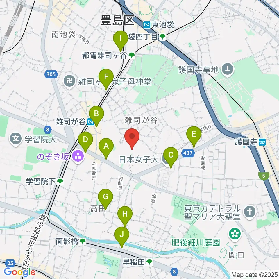 雑司が谷音楽堂周辺のコンビニエンスストア一覧地図