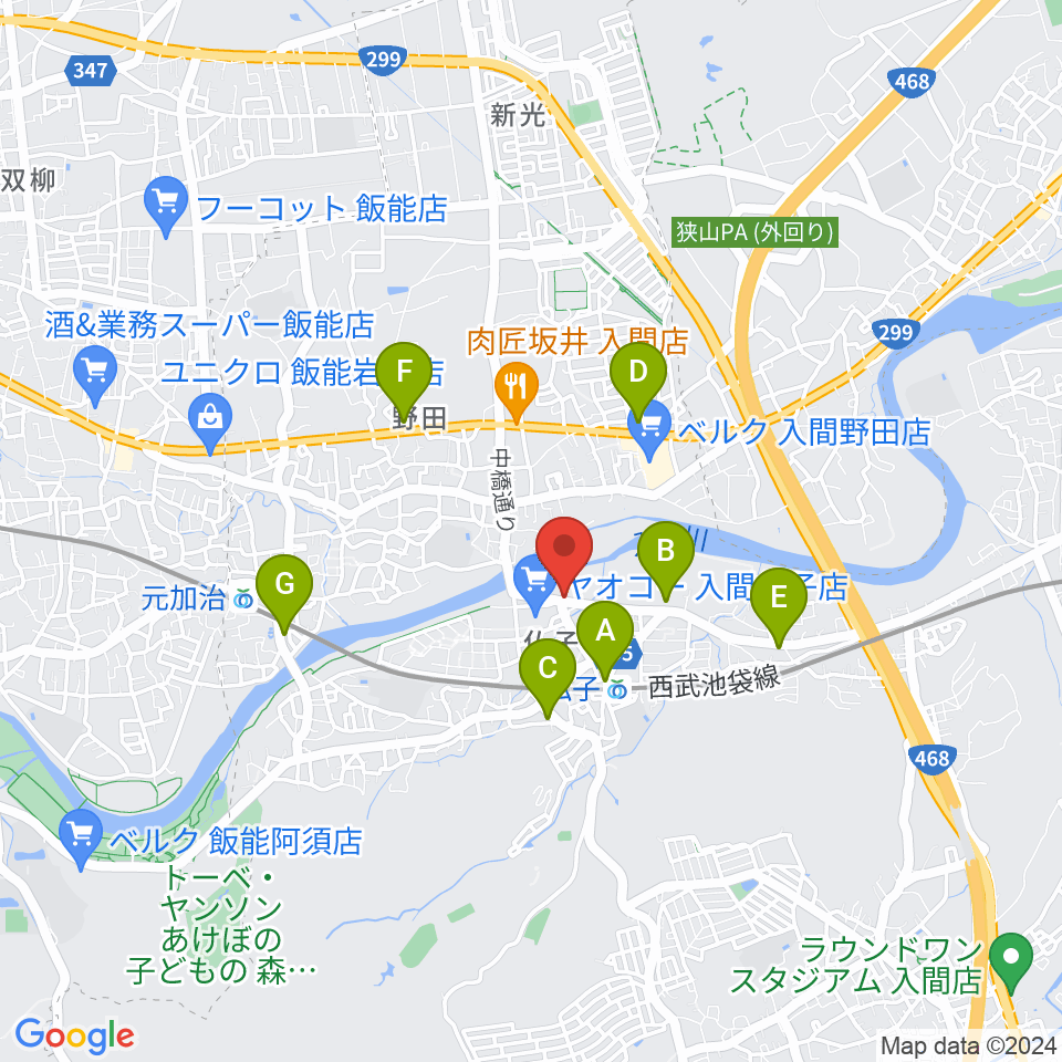 入間市文化創造アトリエ アミーゴ周辺のコンビニエンスストア一覧地図