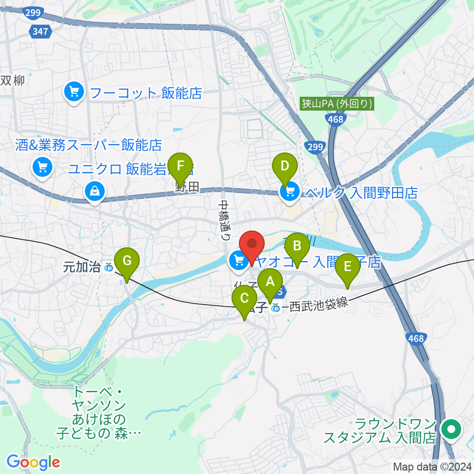 入間市文化創造アトリエ アミーゴ周辺のコンビニエンスストア一覧地図