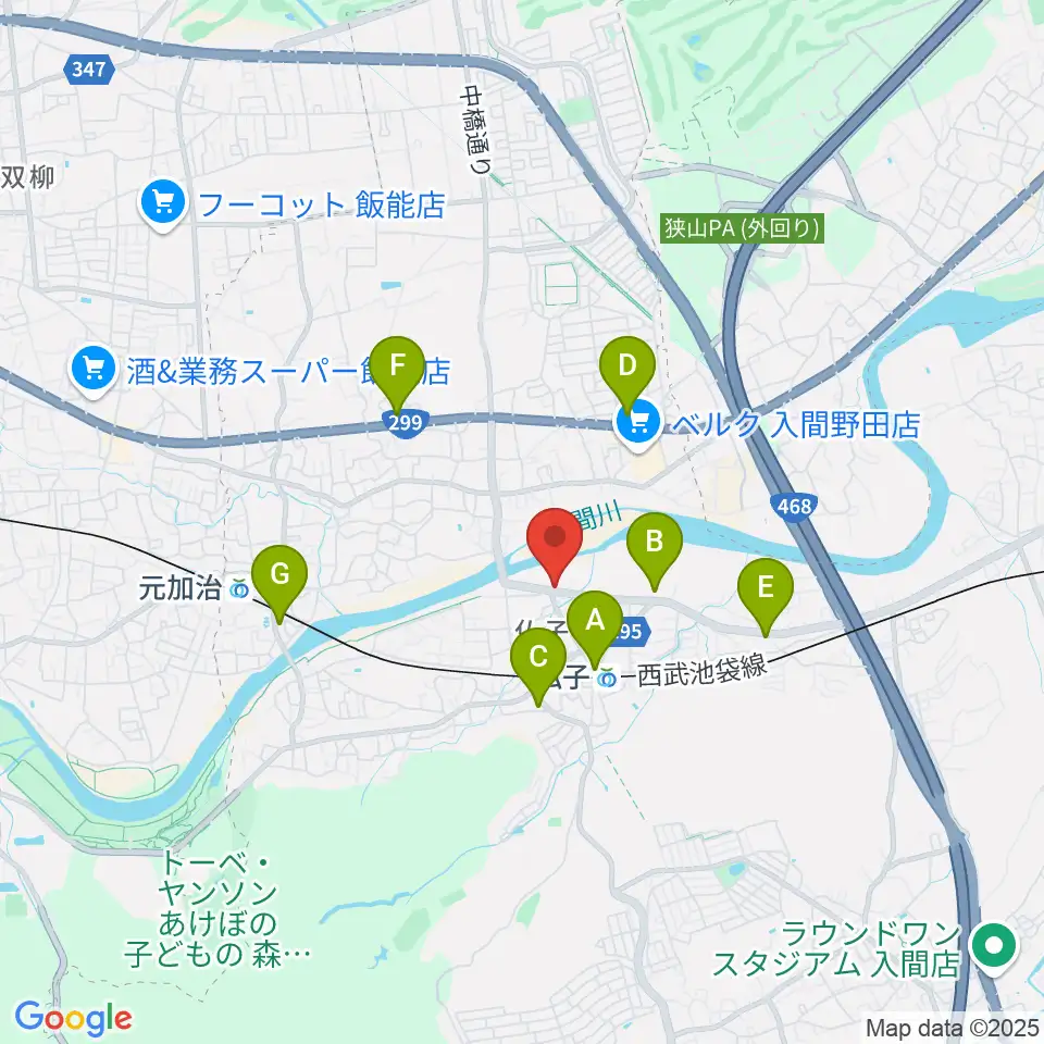 入間市文化創造アトリエ アミーゴ周辺のコンビニエンスストア一覧地図