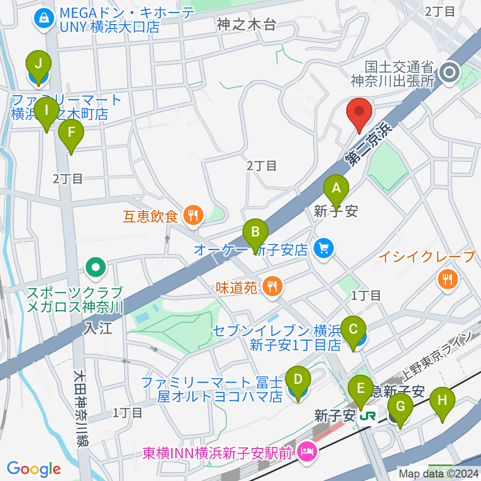 日本ピアノギャラリー横浜店周辺のコンビニエンスストア一覧地図