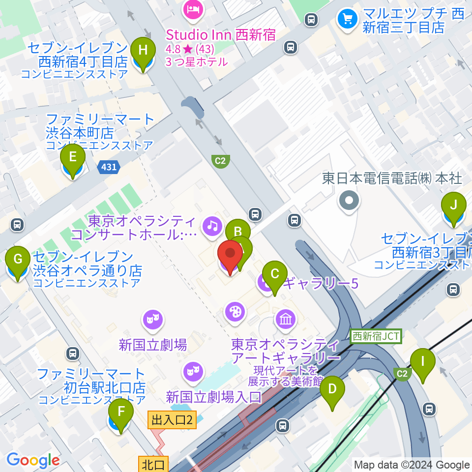 NTT ICC周辺のコンビニエンスストア一覧地図