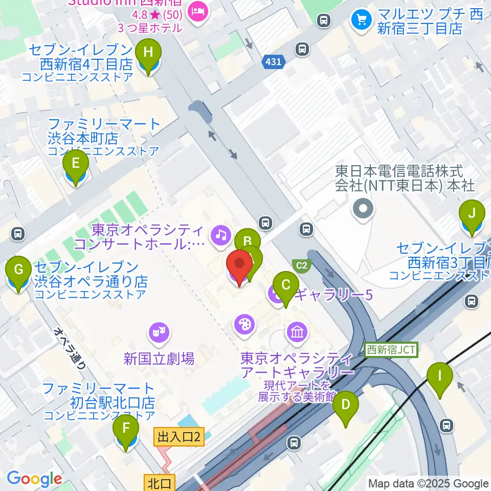 NTT ICC周辺のコンビニエンスストア一覧地図