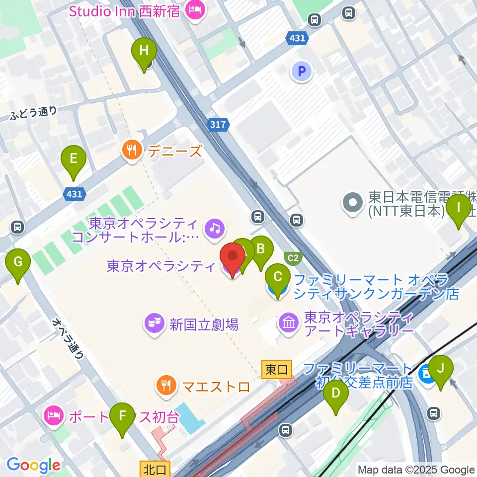 NTT ICC周辺のコンビニエンスストア一覧地図
