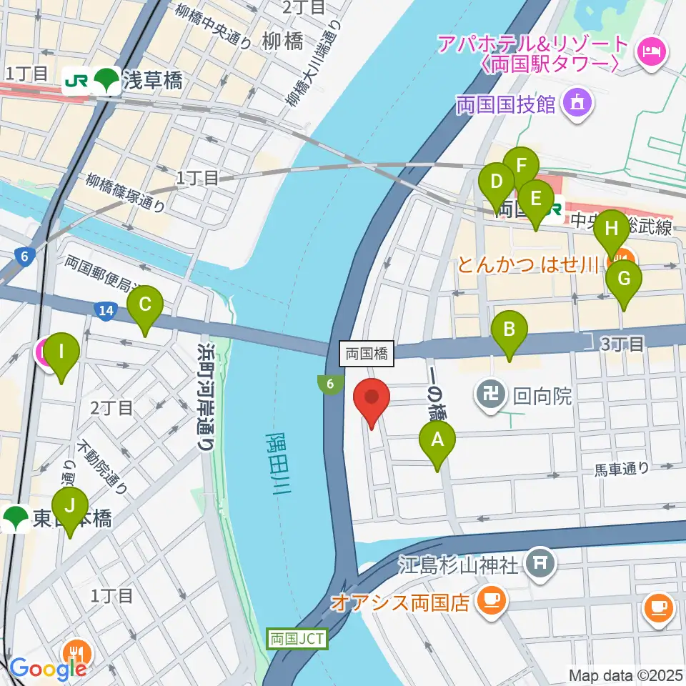 両国門天ホール周辺のコンビニエンスストア一覧地図