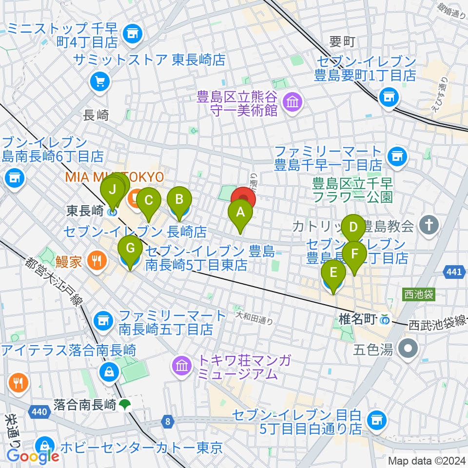 一音会ミュージックスクール周辺のコンビニエンスストア一覧地図