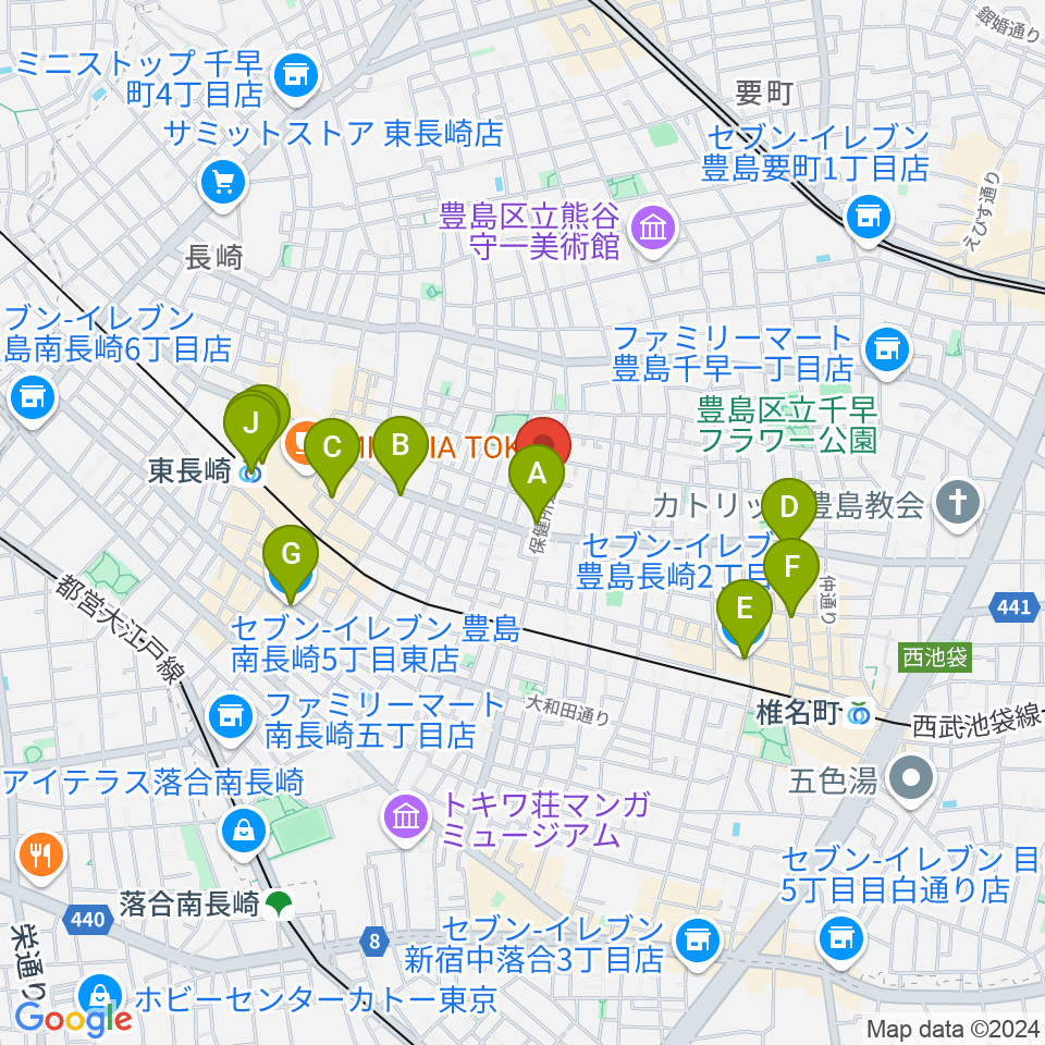 一音会ミュージックスクール周辺のコンビニエンスストア一覧地図