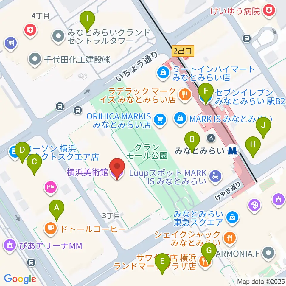 横浜美術館周辺のコンビニエンスストア一覧地図