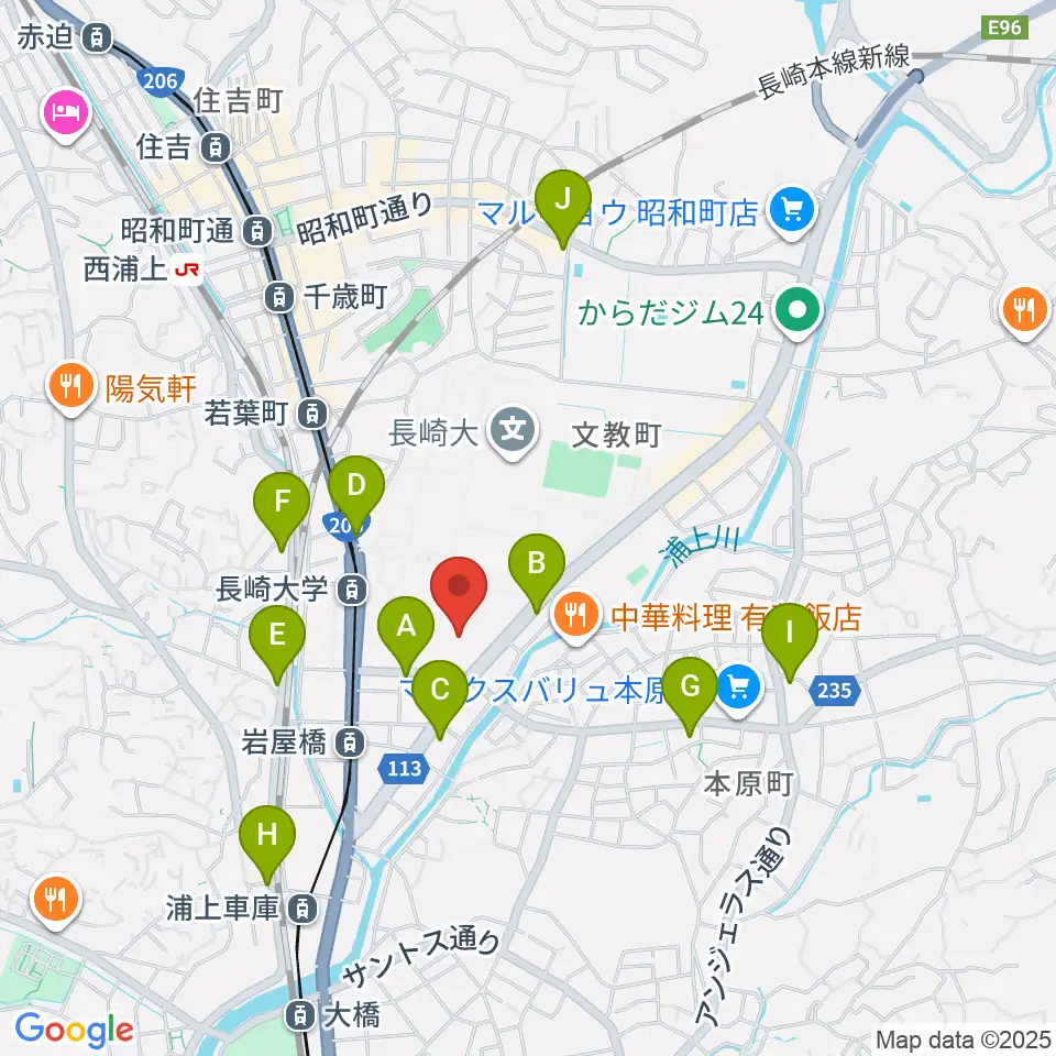 十八親和ホール・長崎創楽堂周辺のコンビニエンスストア一覧地図