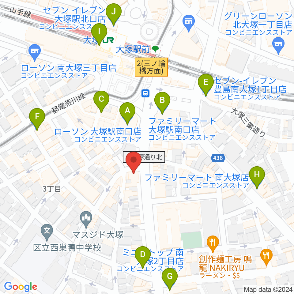 大塚Welcome back周辺のコンビニエンスストア一覧地図