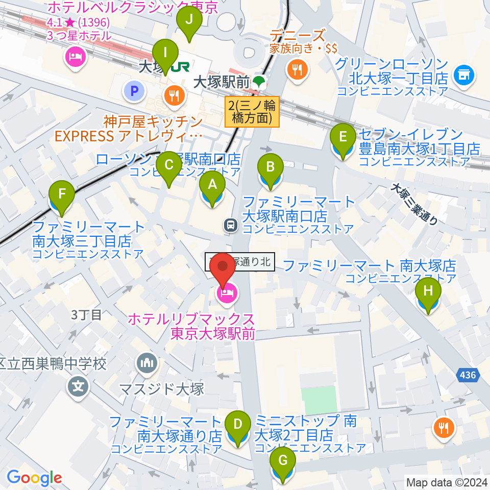 大塚Welcome back周辺のコンビニエンスストア一覧地図