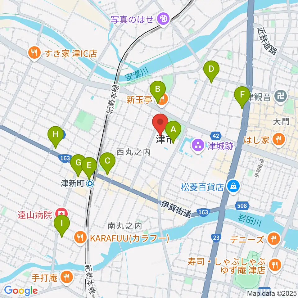 津リージョンプラザ周辺のコンビニエンスストア一覧地図
