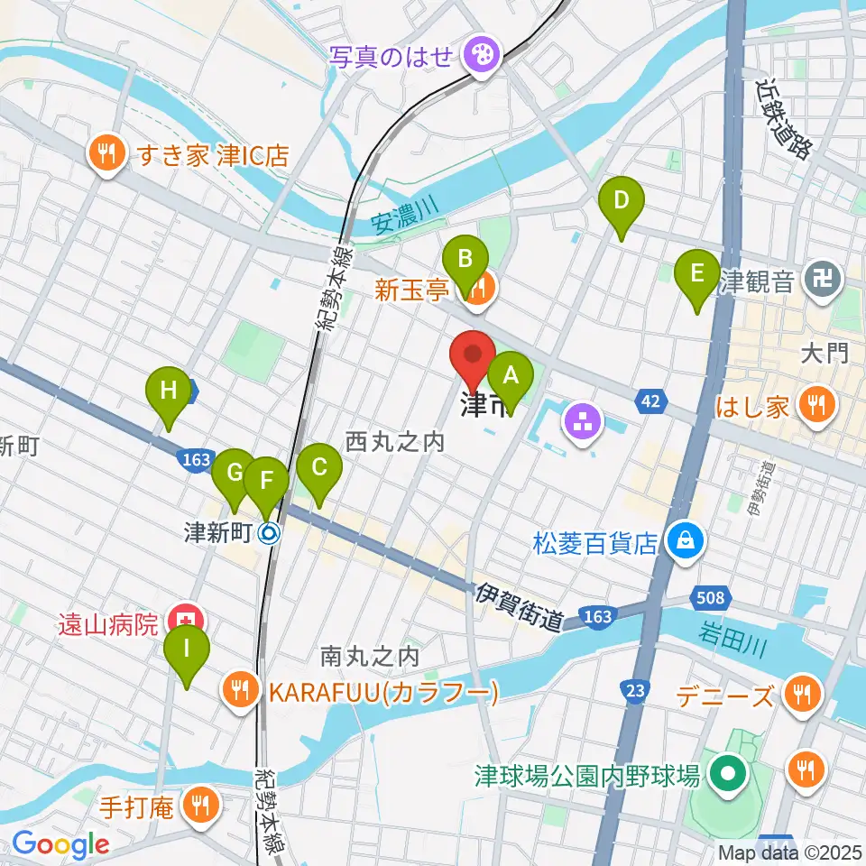 津リージョンプラザ周辺のコンビニエンスストア一覧地図