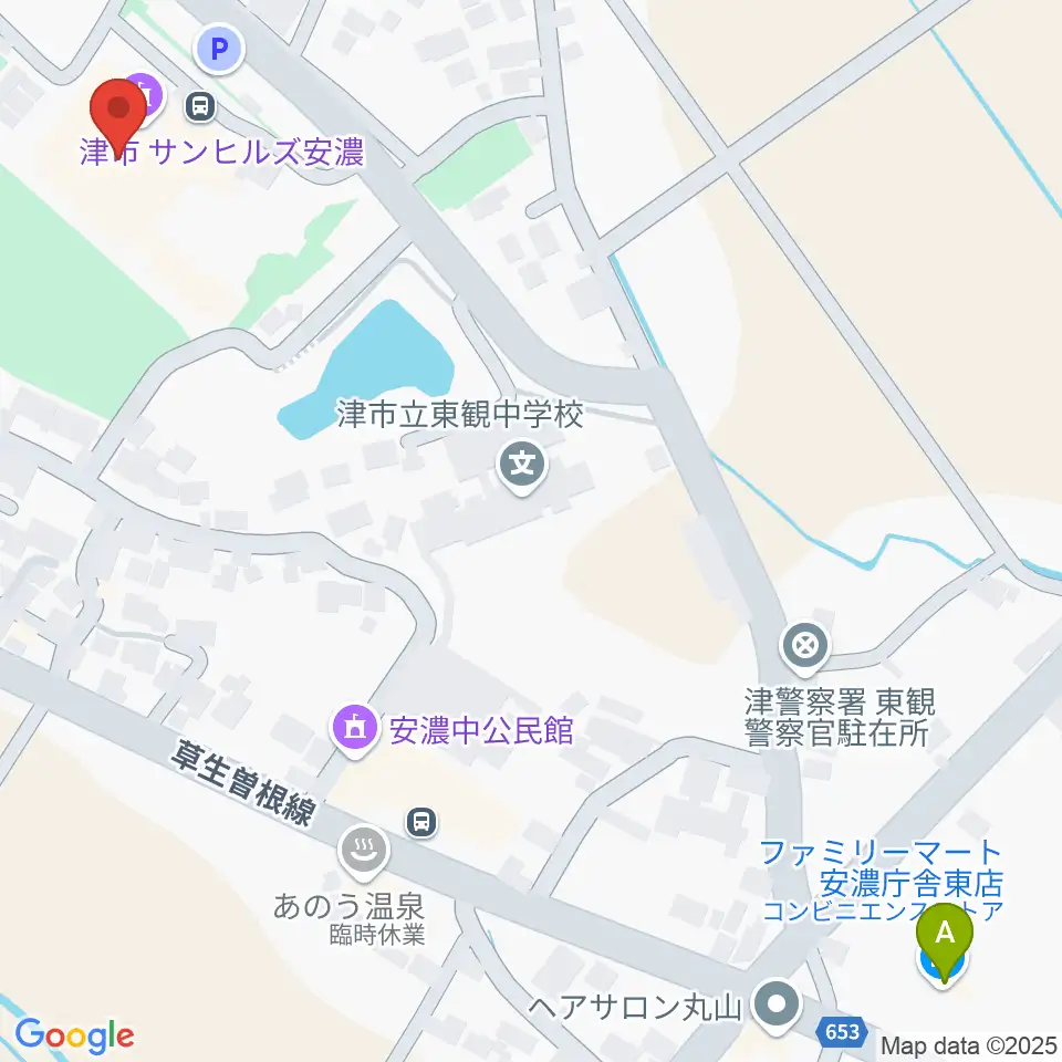 サンヒルズ安濃 ハーモニーホール周辺のコンビニエンスストア一覧地図