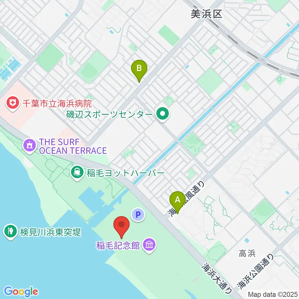 稲毛海浜公園 野外音楽堂周辺のコンビニエンスストア一覧地図
