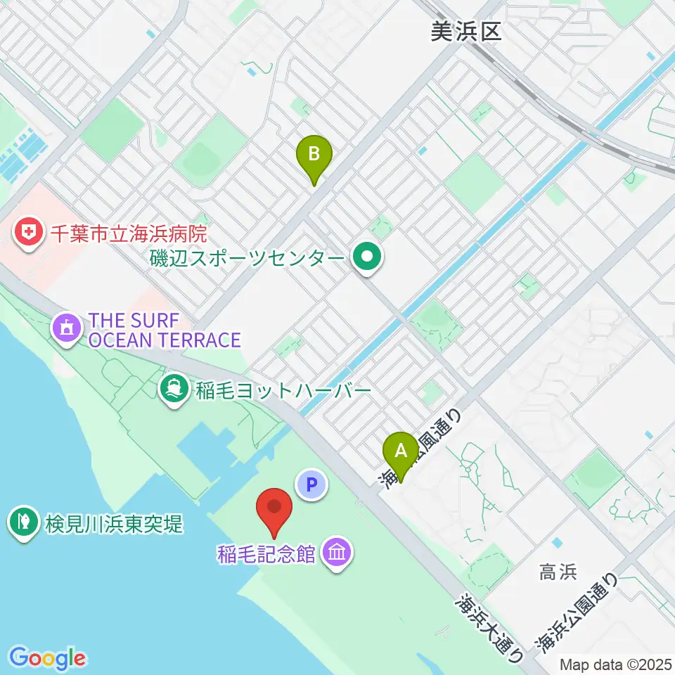 稲毛海浜公園 野外音楽堂周辺のコンビニエンスストア一覧地図