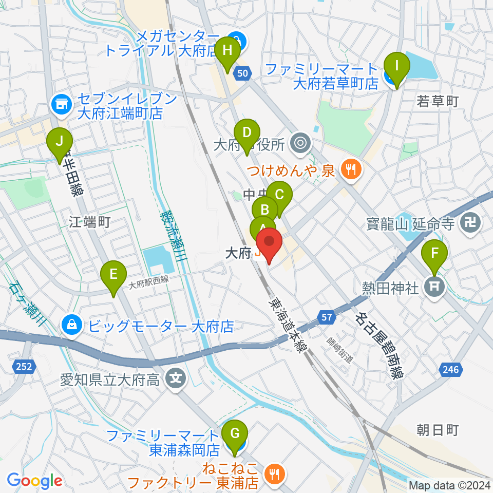 楽器晴海堂 大府ミュージックセンター周辺のコンビニエンスストア一覧地図