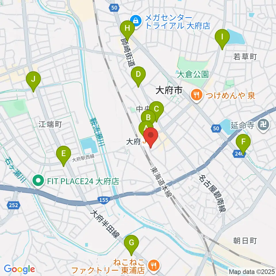 楽器晴海堂 大府ミュージックセンター周辺のコンビニエンスストア一覧地図