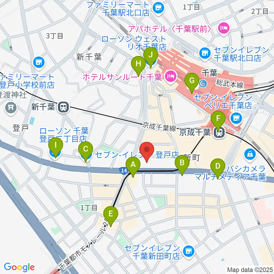 千葉センター ヤマハミュージック周辺のコンビニエンスストア一覧地図