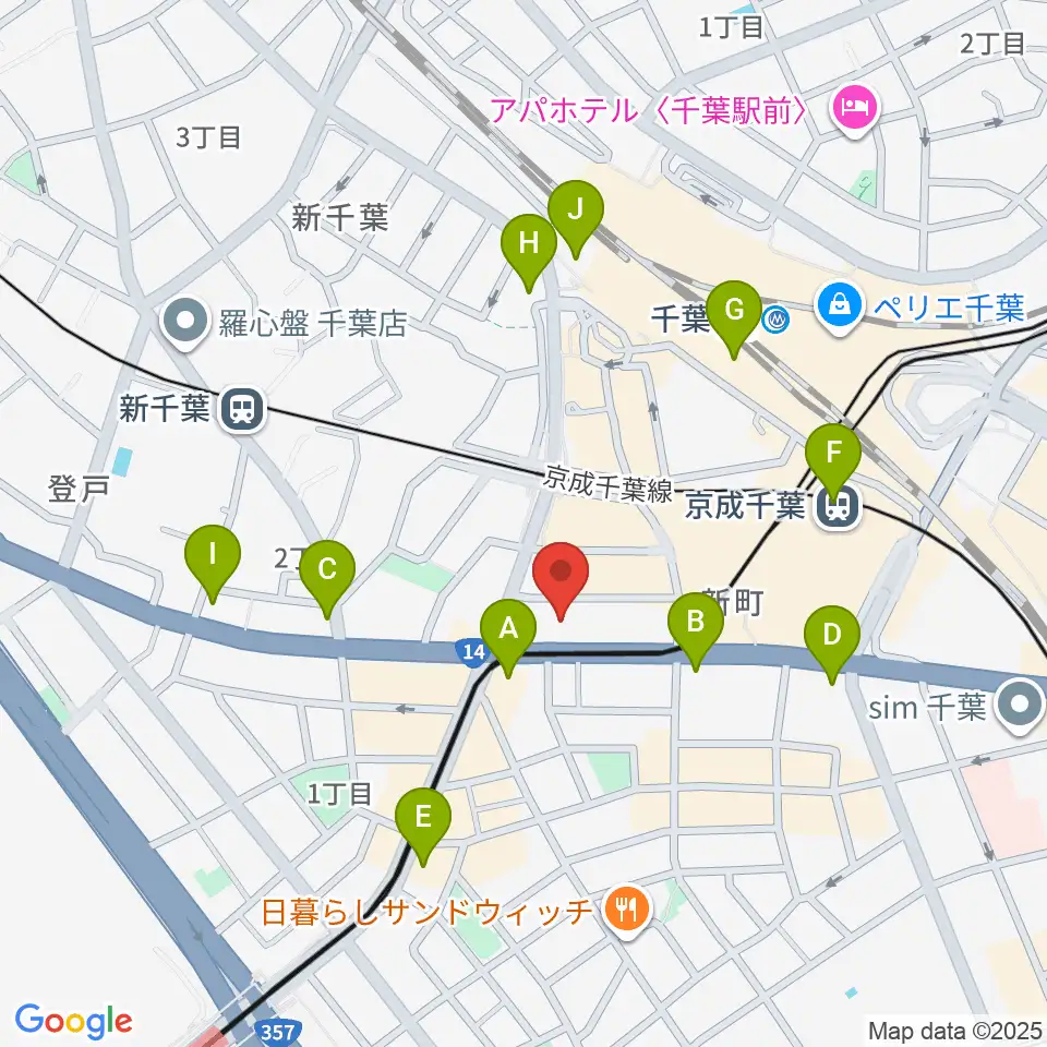 千葉センター ヤマハミュージック周辺のコンビニエンスストア一覧地図